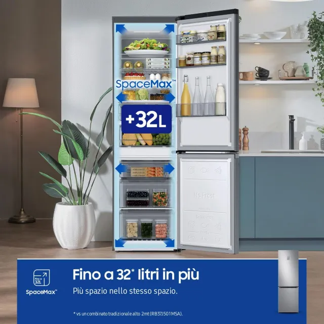 Samsung Frigorifero sottobase RB34C775CS9/EF EcoFlex AI Frigorifero Combinato, WiFi, SpaceMax, Total