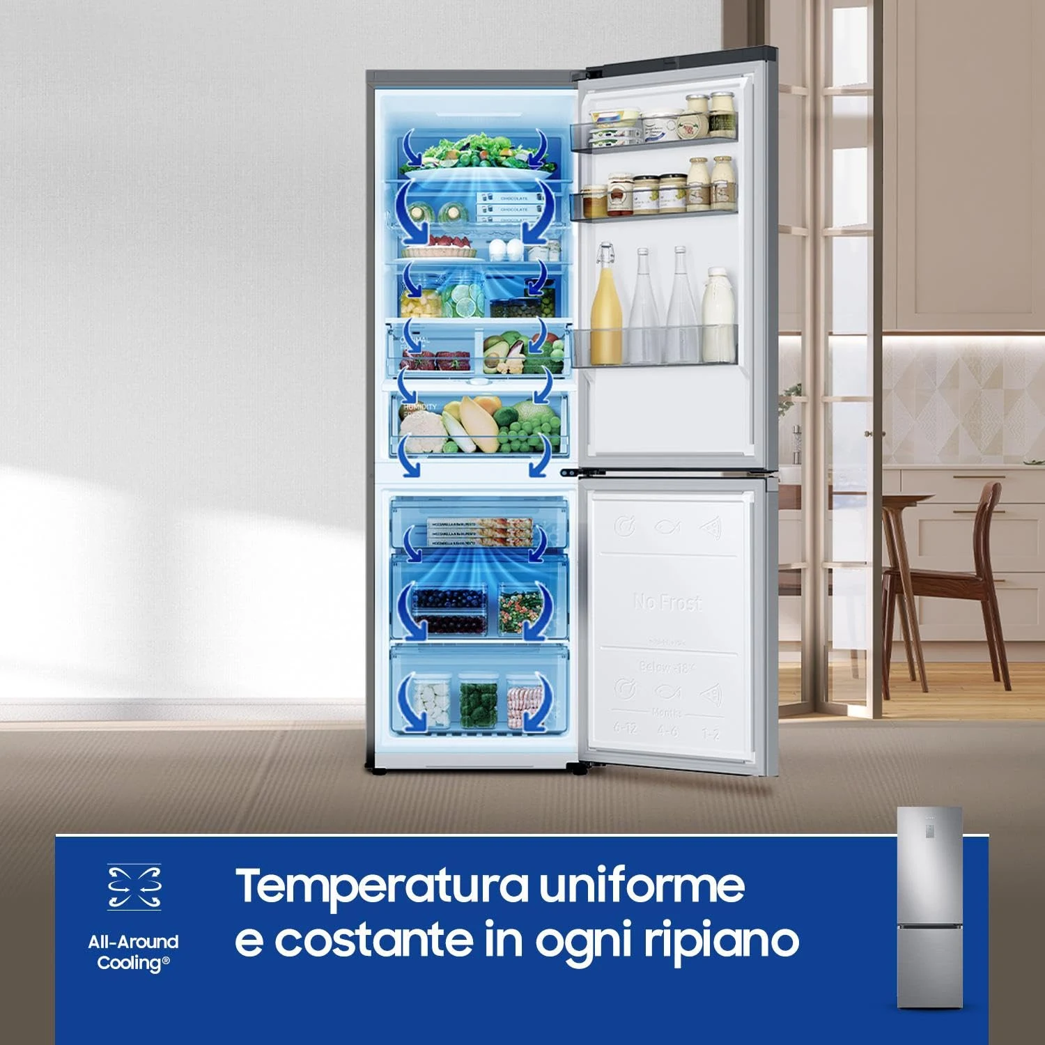 Samsung Frigorifero sottobase RB34C775CS9/EF EcoFlex AI Frigorifero Combinato, WiFi, SpaceMax, Total