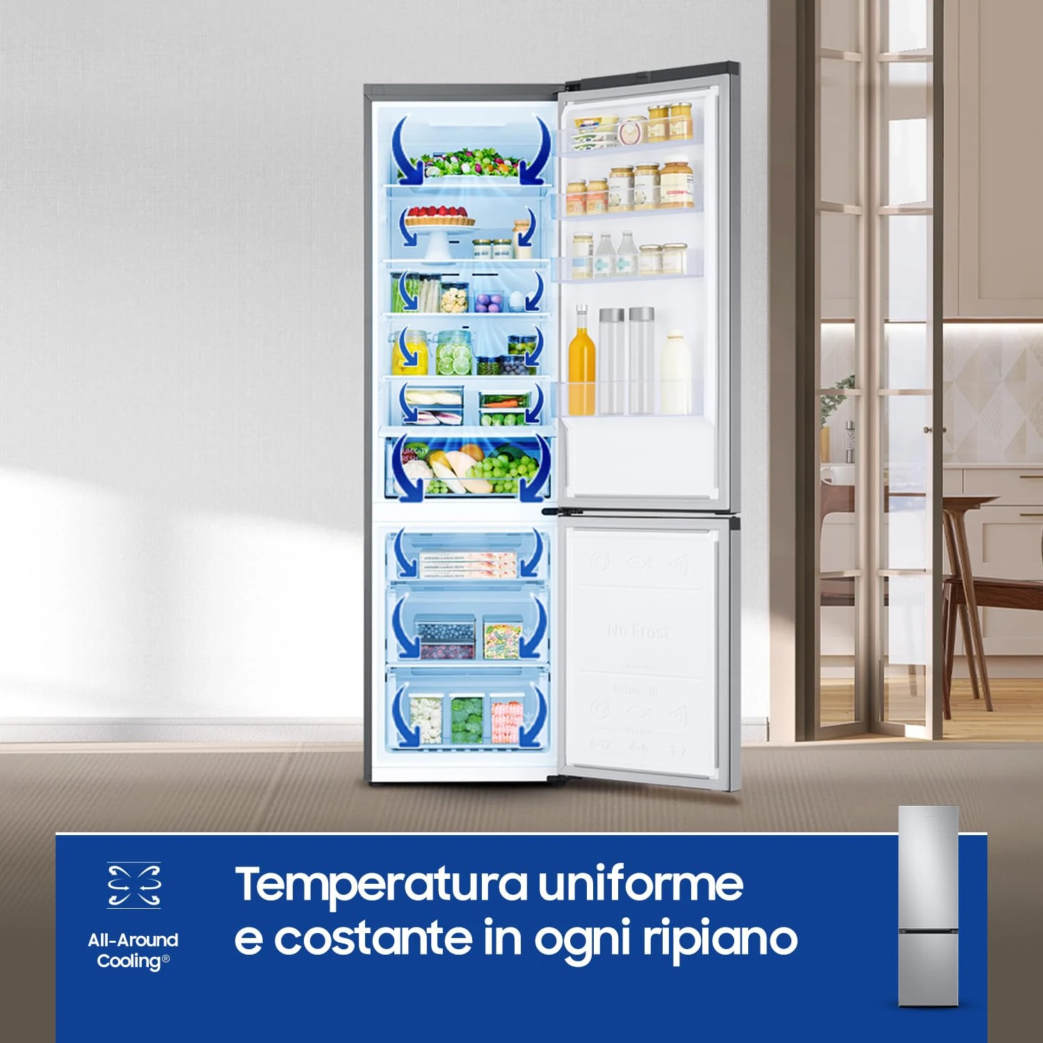 Samsung Frigorifero combinato RB38C600DSA/EF EcoFlex AI Frigorifero Combinato , Wifi, All-Around Coo