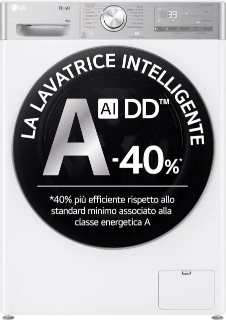 LG Lavatrice carica alto F4R9009TPWC AI DD Lavatrice Classe A -40%, Carica Frontale Serie R9, Lavatrice 9kg, 1400 giri, AI Wash, TurboWash 360, Lavaggio a Vapore con antipiega, Wi-Fi, Libera instal