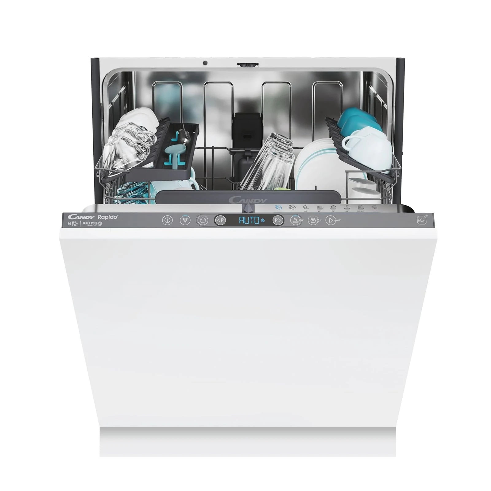 Candy Lavastoviglie integrata parziale CI4C6F0PA / Lavastoviglie completamente integrata / 60 cm Funzione Wi-Fi (hon) / 14 controsoffitti/cestello superiore regolabile in altezza/Aquastop / 8 programmi