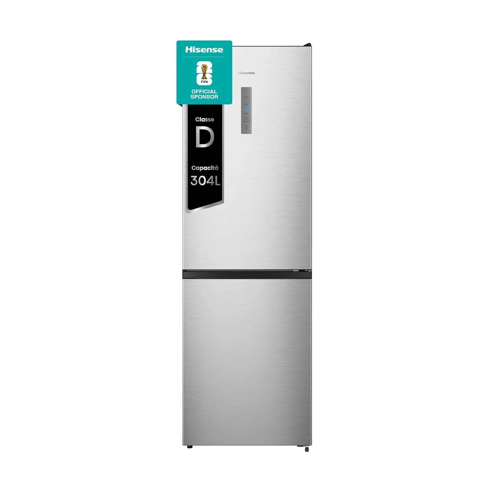 Hisense Frigorifero sottobase RB390N4CCD1 Frigorifero Combinato Total No Frost, Inox, 1.86x60cm, Classe D, 304L