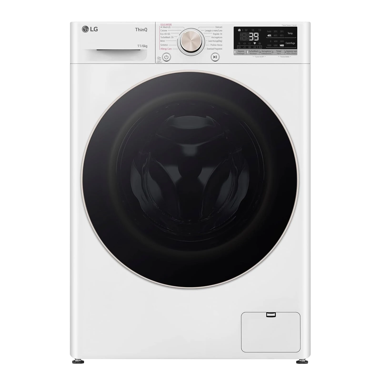 LG Lavasciuga incasso D4R7011TSWG AI DD Lavasciuga 11/6kg, Serie R7, Classe A-10%/D, Lavatrice Asciu