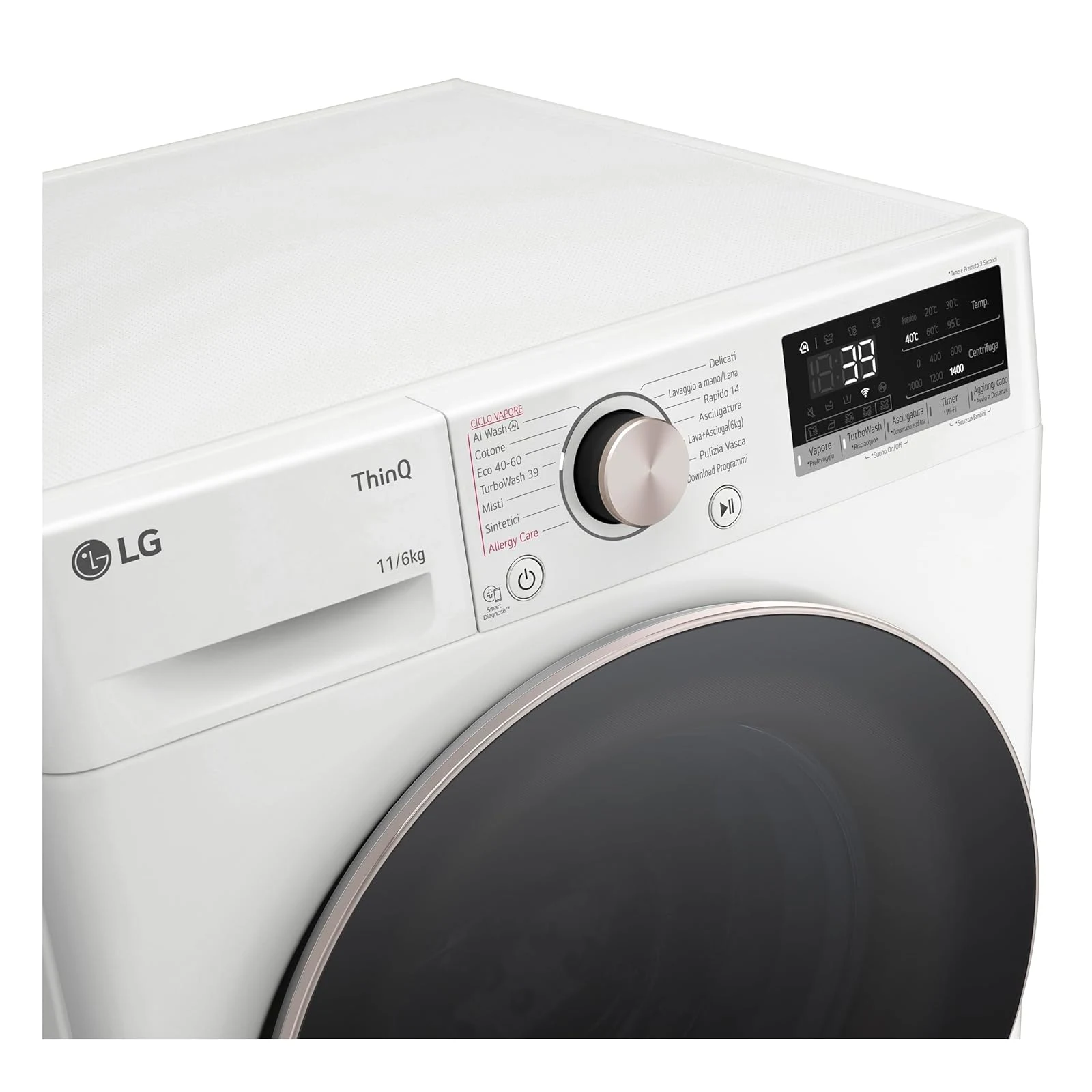 LG Lavasciuga incasso D4R7011TSWG AI DD Lavasciuga 11/6kg, Serie R7, Classe A-10%/D, Lavatrice Asciu
