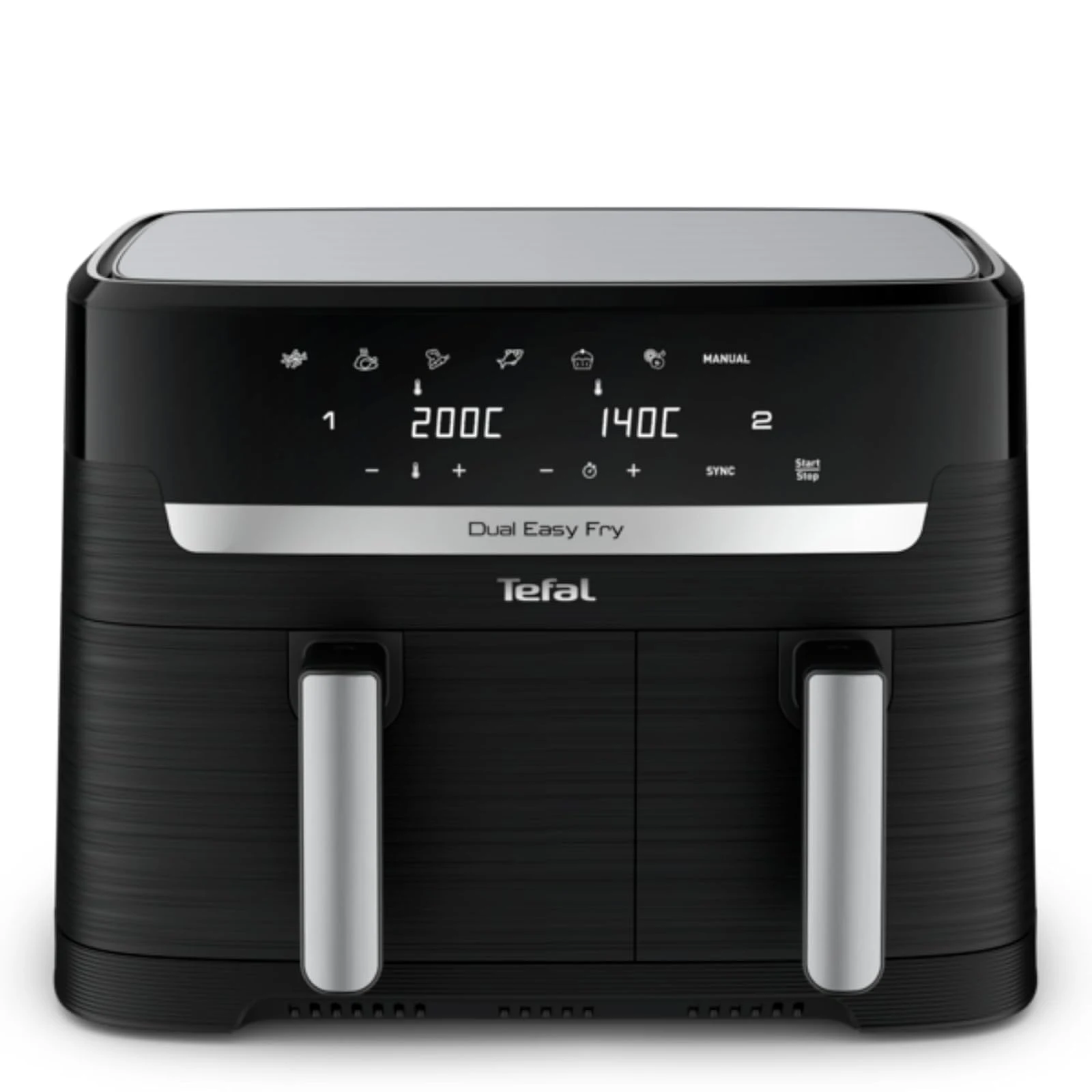 Tefal Friggitrice ad aria EY901810 Friggitrice ad aria a doppia camera Dual Easy Fry | Capacità 5,2/3,1 L | Due cassetti indipendenti | 7 programmi automatici | Risparmio energetico | Nero