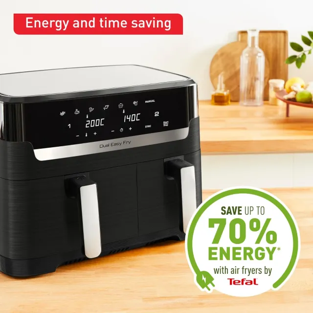 Tefal Deumidificatore EY901810 Friggitrice ad aria a doppia camera Dual Easy Fry | Capacità 5,2/3,1 