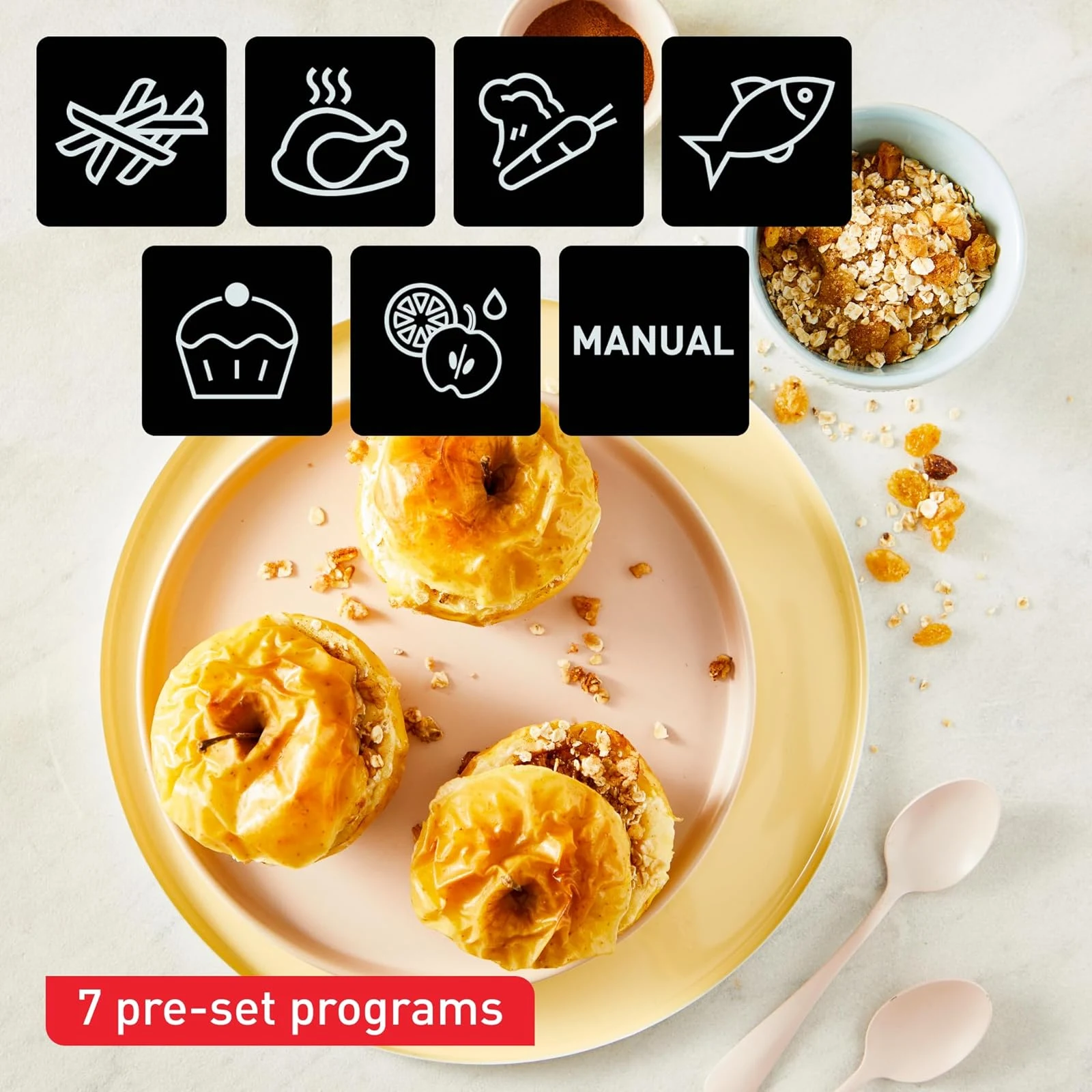 Tefal Deumidificatore EY901810 Friggitrice ad aria a doppia camera Dual Easy Fry | Capacità 5,2/3,1