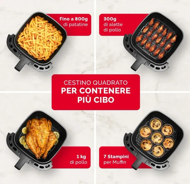 Moulinex Stufa elettrica EZ2458 Easy Fry Max Friggitrice ad Aria, 5 Litri/ 1Kg , Capacità 6 Persone,