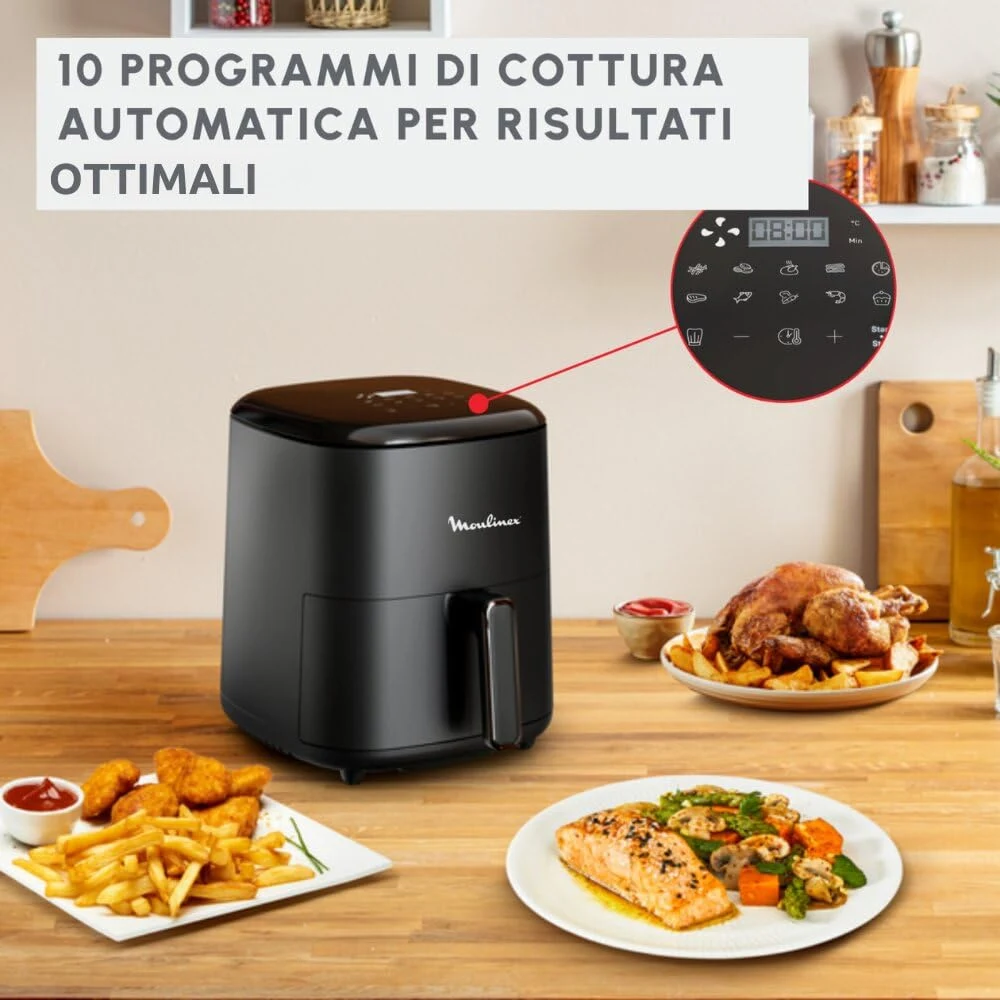 Moulinex Stufa elettrica EZ2458 Easy Fry Max Friggitrice ad Aria, 5 Litri/ 1Kg , Capacità 6 Persone,