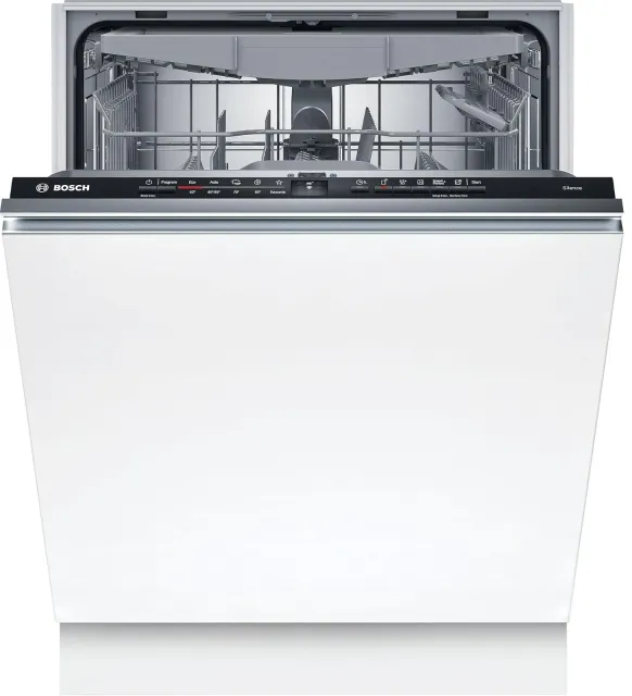 Bosch Lavastoviglie SMV2HVX02E Serie 2, Lavastoviglie Smart da incasso a scomparsa totale, Cestelli personalizzabili, Terzo cestello posate, Indicatore di funzionamento a pavimento, Motore Ec