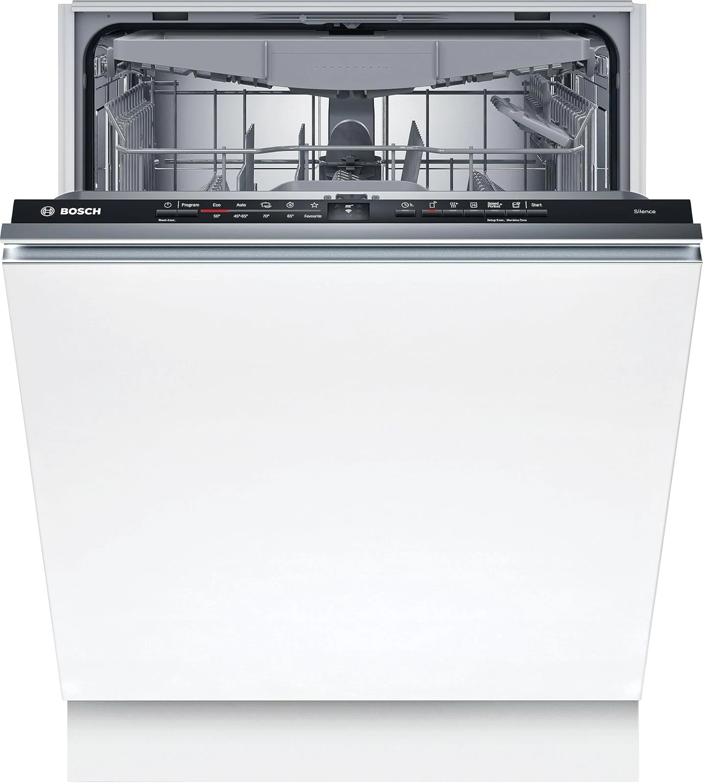 Bosch Lavastoviglie SMV2HVX02E Serie 2, Lavastoviglie Smart da incasso a scomparsa totale, Cestelli personalizzabili, Terzo cestello posate, Indicatore di funzionamento a pavimento, Motore Ec