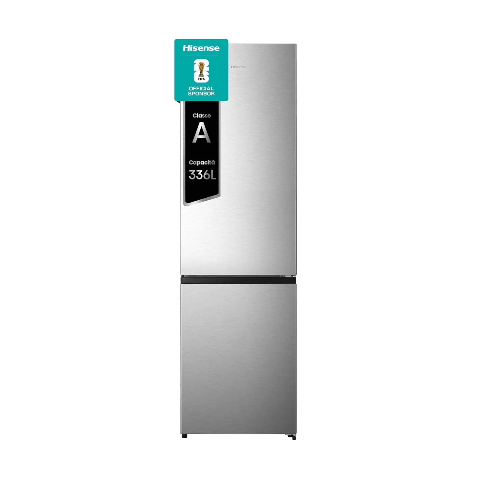 Hisense Frigorifero french door RB440N4ACA Frigorifero Combinato Total No Frost, Inox, 200x60 cm, Risparmio Energetico Classe A, Grande capacità 335L, Bassa Rumorosità 35db, Porta reversibile, Motore inv