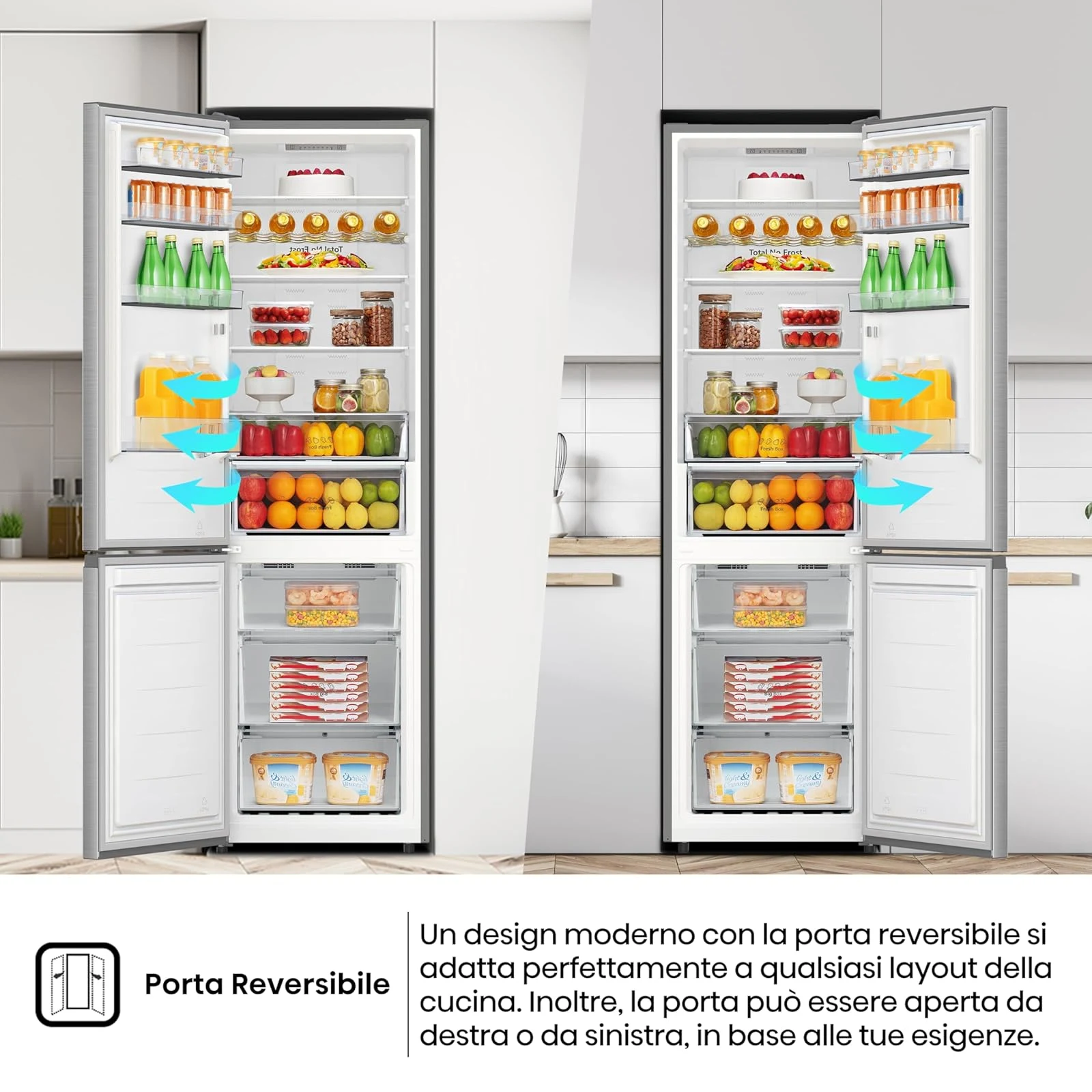 Hisense Frigorifero french door RB440N4ACA Frigorifero Combinato Total No Frost, Inox, 200x60 cm, Ri