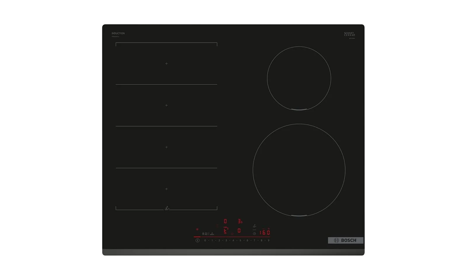 Bosch Piano cottura con cappa integrata PIX631HC1E Serie 6, Piano Cottura a Induzione, FlexInduction: più Flessibilità, DirectSelect, PerfectFry plus, Home Connect, senza Cornice, Nero, 60 cm
