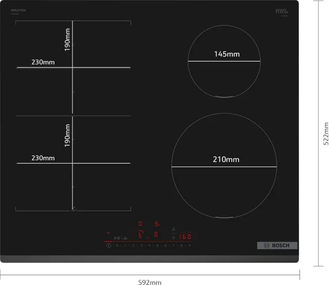 Bosch Piano cottura con cappa integrata PIX631HC1E Serie 6, Piano Cottura a Induzione, FlexInduction