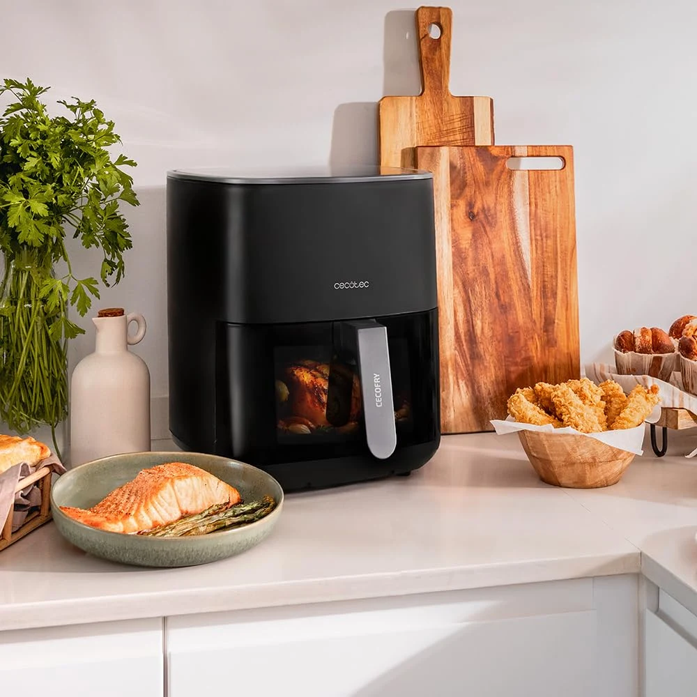 Cecotec Macchina caffè 80-200°C Friggitrice ad Aria Cecofry Fantastik Window 6500. Air Fryer 1700W,