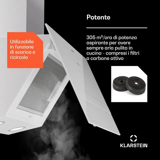 Klarstein Cappa cucina incasso 60cm Cappa Aspirante a Incasso , Cappa Cucina con Filtro, Cappa Cucin