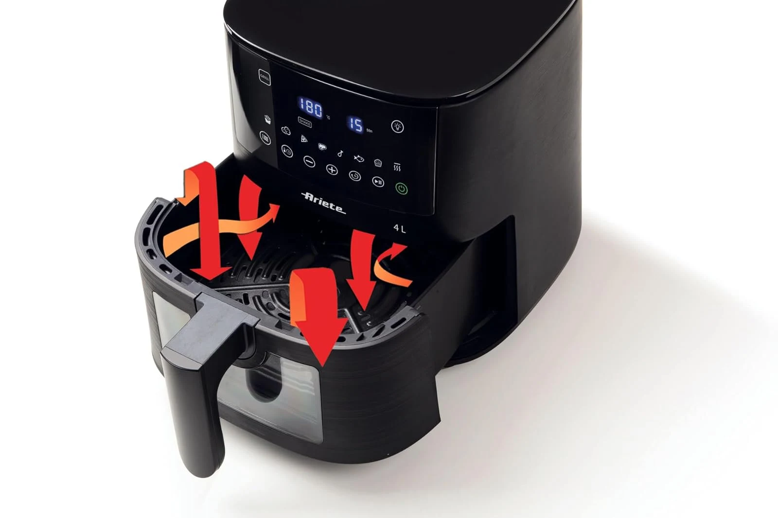 Ariete Ventilatore 4633 Friggitrice ad aria 4L, 1400W, Capacità 4L, 9 programmi, Funzione Shake e Gr