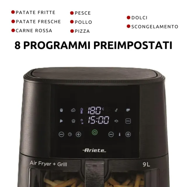 Ariete Aspirapolvere cordless 4630 Friggitrice ad aria 9L, 1500 W, Capacità 9L, Capacità di cottura 