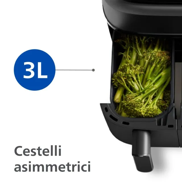 Philips Aspirapolvere cordless 3000 Airfryer Serie con doppio cestello - Friggitrice ad aria da 9L, 