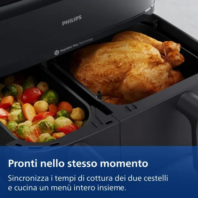 Philips Aspirapolvere cordless 3000 Airfryer Serie con doppio cestello - Friggitrice ad aria da 9L, 