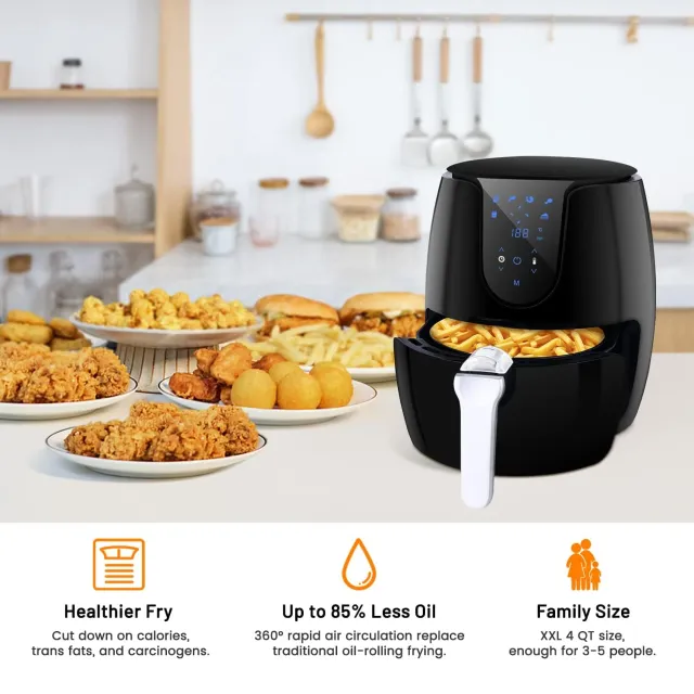 Vpcok Ventilatore Multifunzione1500 Direct Friggitrice ad Aria Calda 3.5 L con LED Touch Screen 6 Di