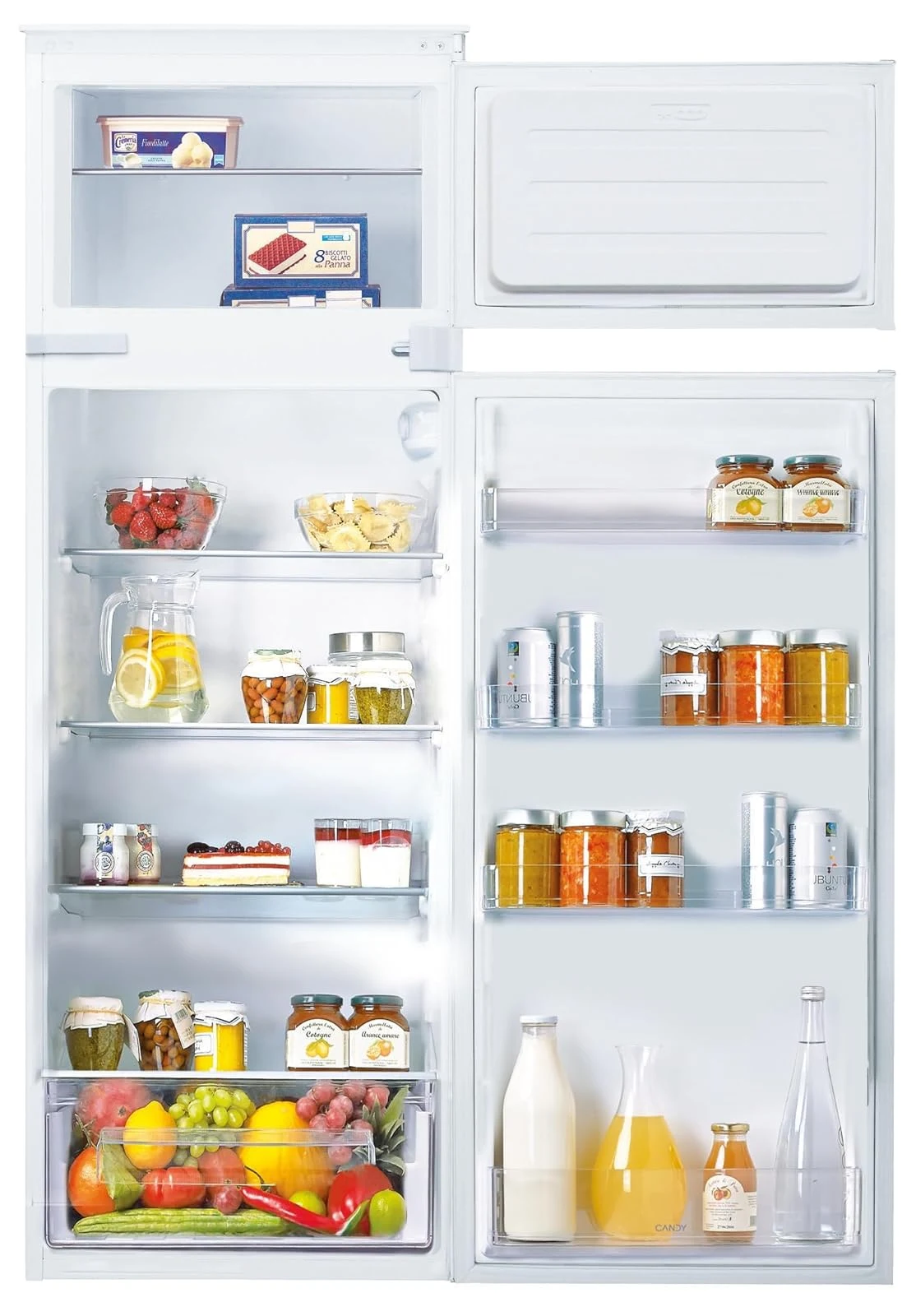 Candy Frigorifero incasso monoporta CTM516EW Kriò Suite Frigorifero da Incasso 242L (201L Frigo + 41L Freezer Alto), Statico, Porte Reversibili, Silenzioso 39 dB, 157,5x54x54,5 cm (AxLxP)