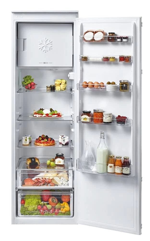Candy Frigorifero incasso side by side CM4S518EW Frigorifero da incasso con congelatore, porta a traino, 178 cm, 253 litri, frigorifero da 220 litri, congelatore da 33 litri, 2 cassetti per verdure, 4 ripiani