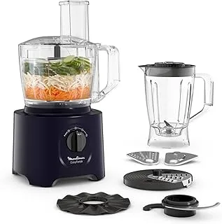 Moulinex Robot da cucina 800 W 25 Robot da cucina multifunzione Easy Force, 800 W, 25 funzioni, 2 velocità + Pulse, 6 accessori di cui 1 frullatore incluso, Compact FP247810, Blu notte