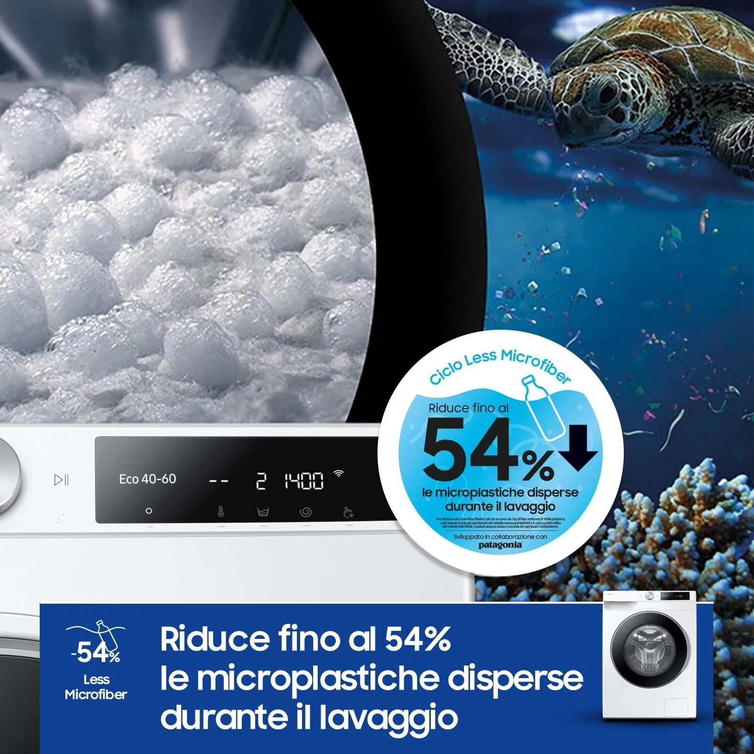 Samsung Lavatrice carica frontale WW90DG6U25LE/U3 Lavatrice AI Control Libera installazione, 9 Kg, 1