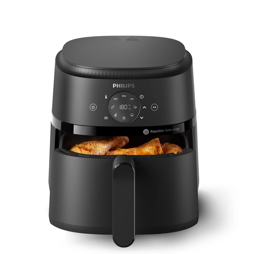 Philips Friggitrice ad aria 2000 Airfryer Serie - Friggitrice ad aria da 4,2L, 1500W, Tecnologia RapidAir, Touchscreen digitale, 13 modalità, 9 funzioni preimpostate, Fino al 90% di grassi in m