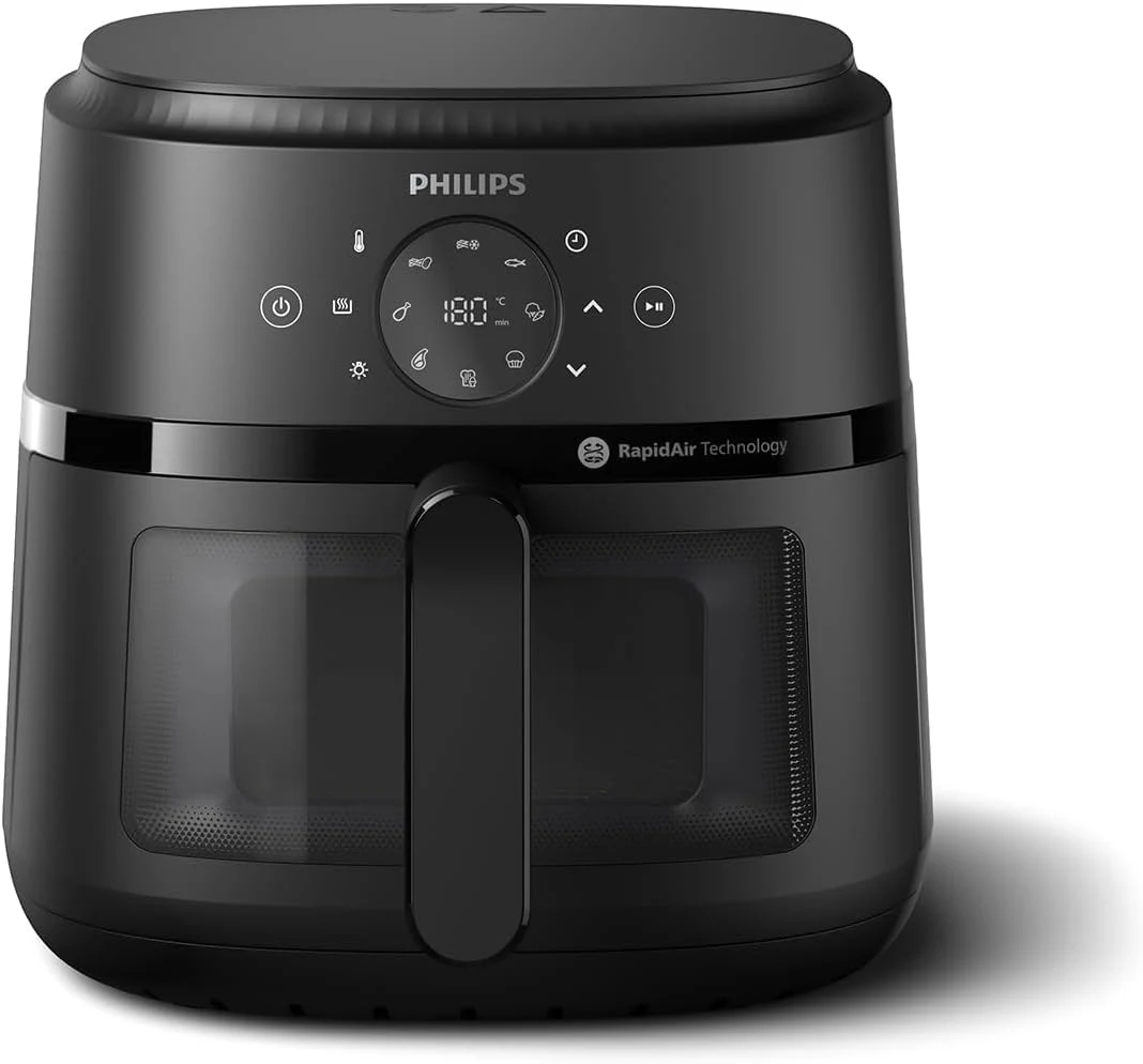 Philips Friggitrice ad aria 2000 Airfryer Serie – Friggitrice 6,2L Con Finestrella di cottura, RapidAir, 13 Modalità di Cottura, 90% di Grassi in Meno, Facile da Pulire, Touchscreen, Risparmio