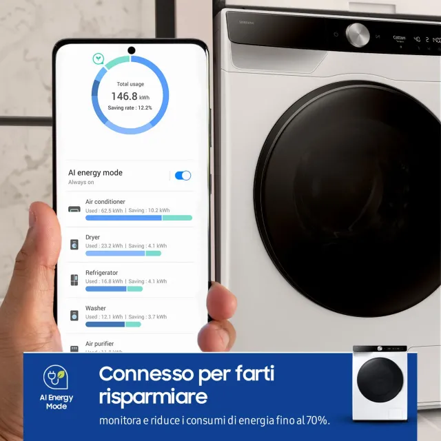 Samsung Lavasciuga incasso WD11DG6B85BKU3 11+6 Lavasciuga AI Control WD11DG6B85BKU3, 11+6 kg, Ecodos
