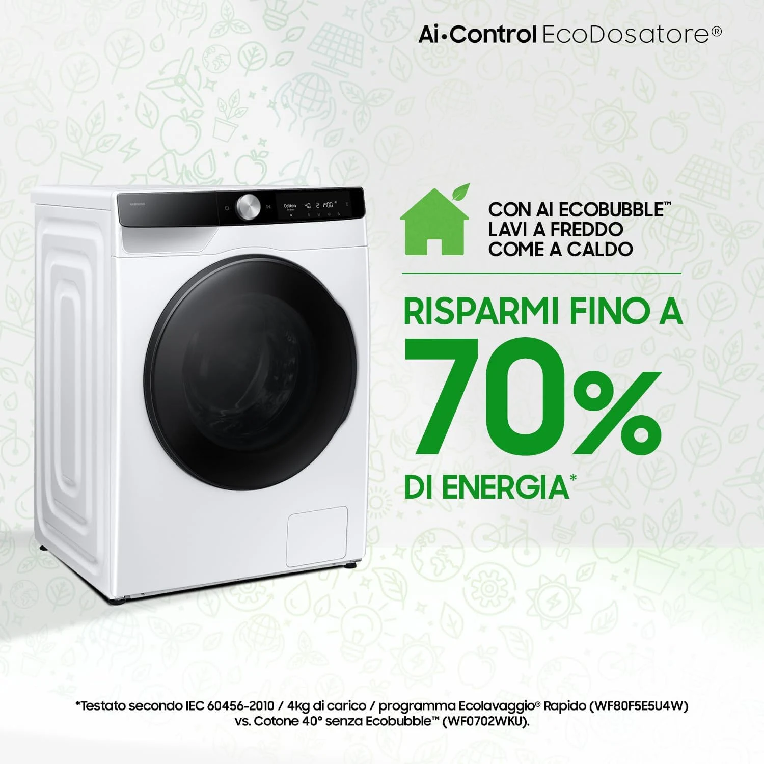 Samsung Lavasciuga incasso WD11DG6B85BKU3 11+6 Lavasciuga AI Control WD11DG6B85BKU3, 11+6 kg, Ecodos
