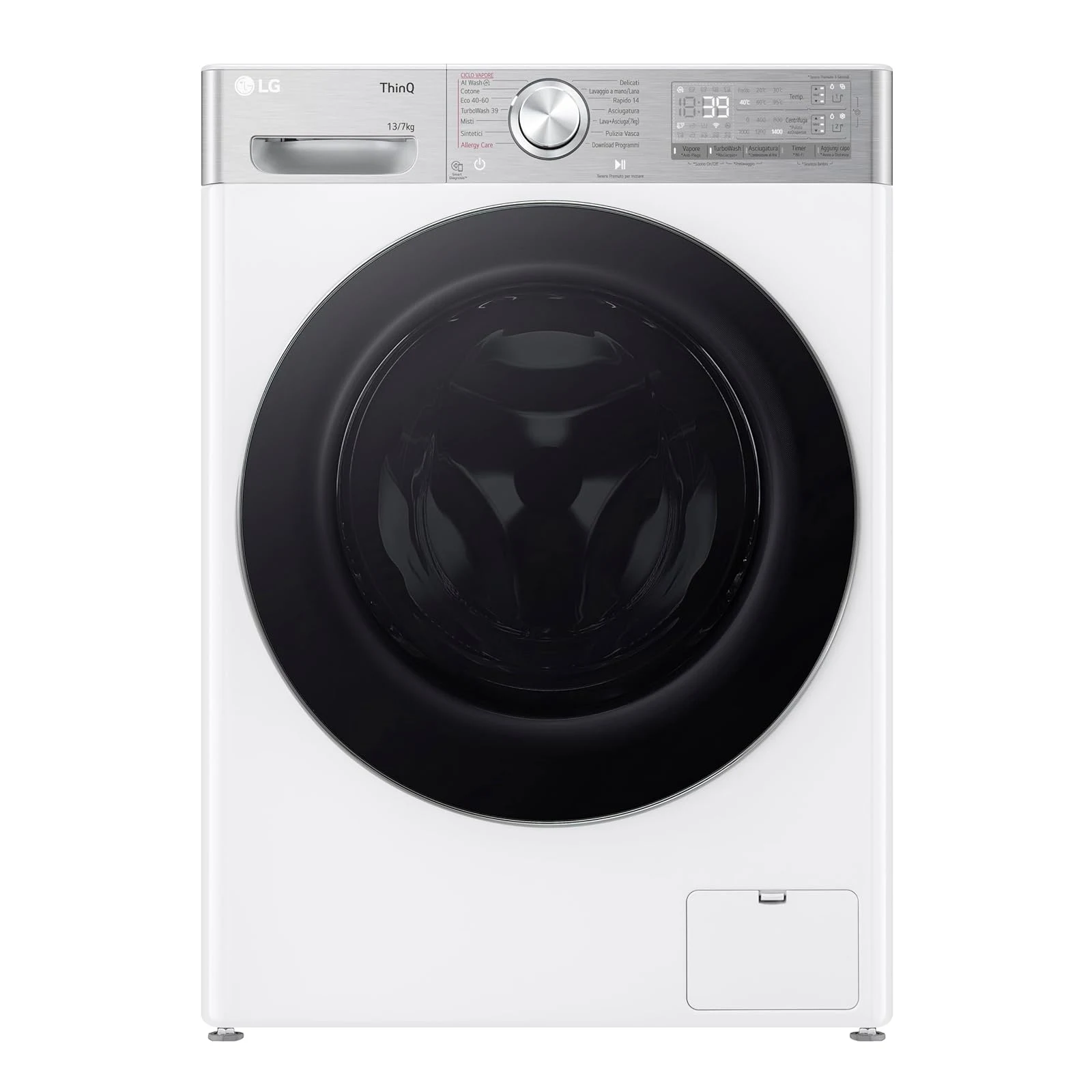LG Lavasciuga carica alto D4R9513TPWC AI DD Lavasciuga 13/7kg, Serie R9, Classe D, Lavatrice Asciuga