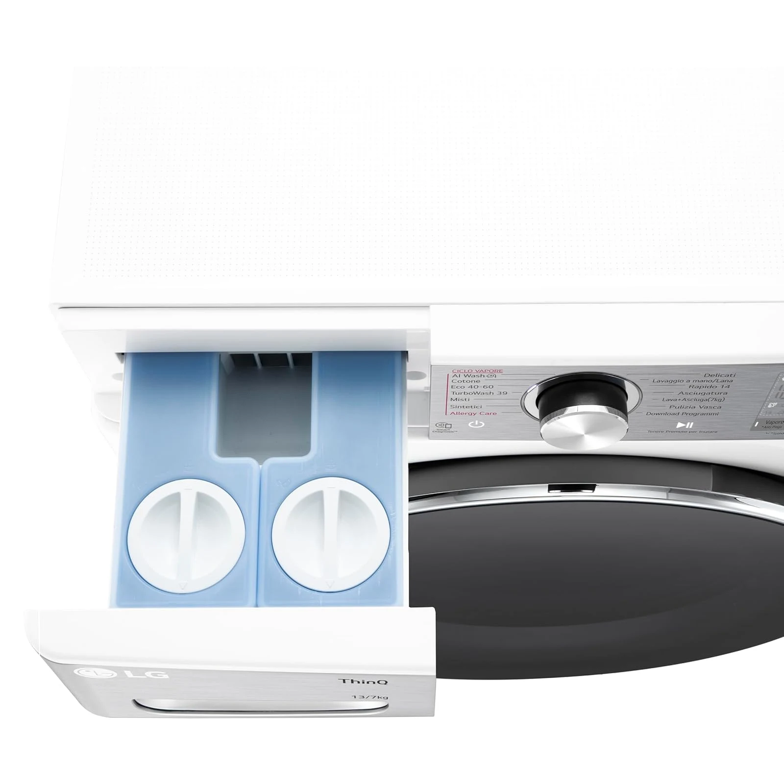 LG Lavasciuga carica alto D4R9513TPWC AI DD Lavasciuga 13/7kg, Serie R9, Classe D, Lavatrice Asciuga