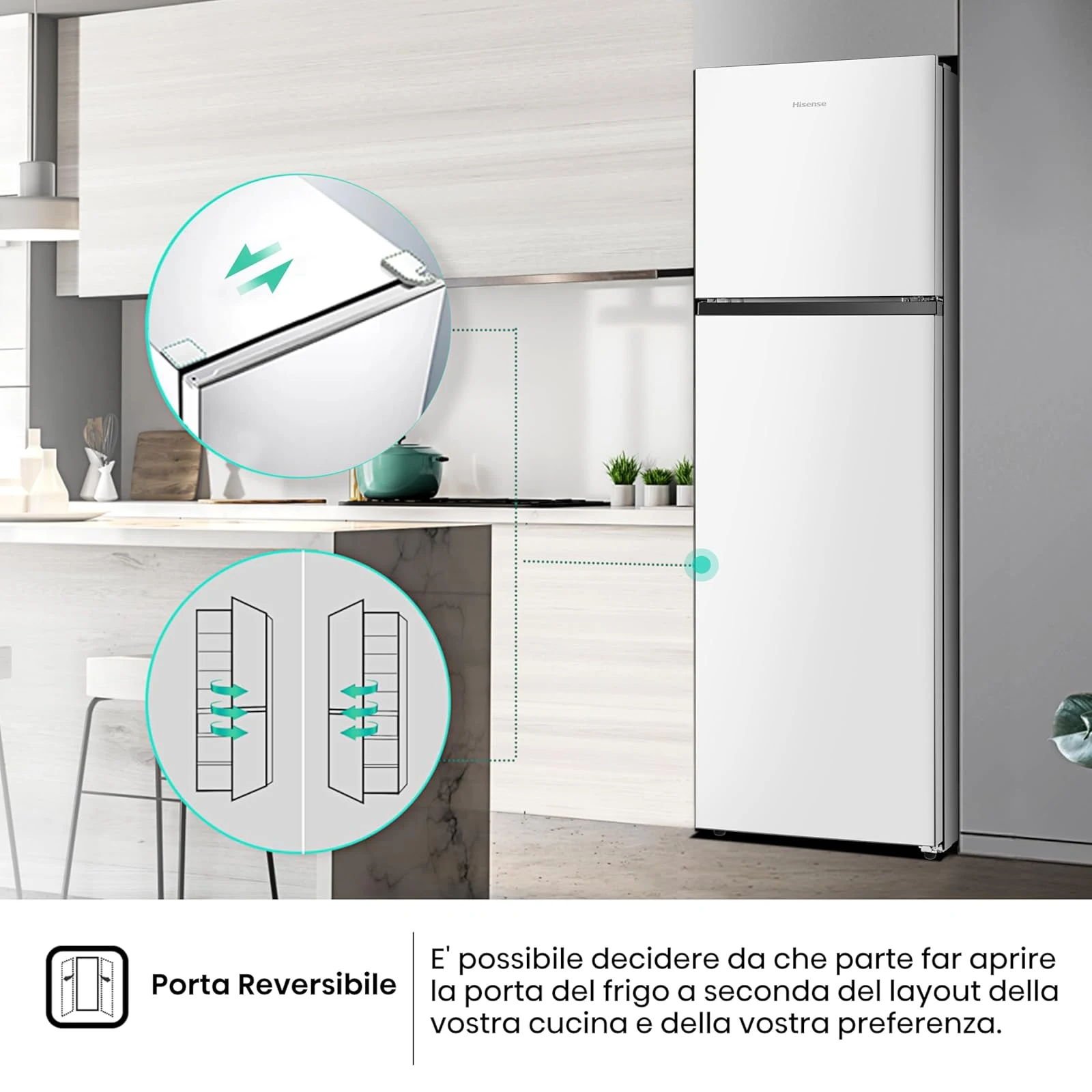 Hisense Frigorifero sottobase RT327N4AWE Frigorifero Doppia Porta a libera installazione Total No Fr