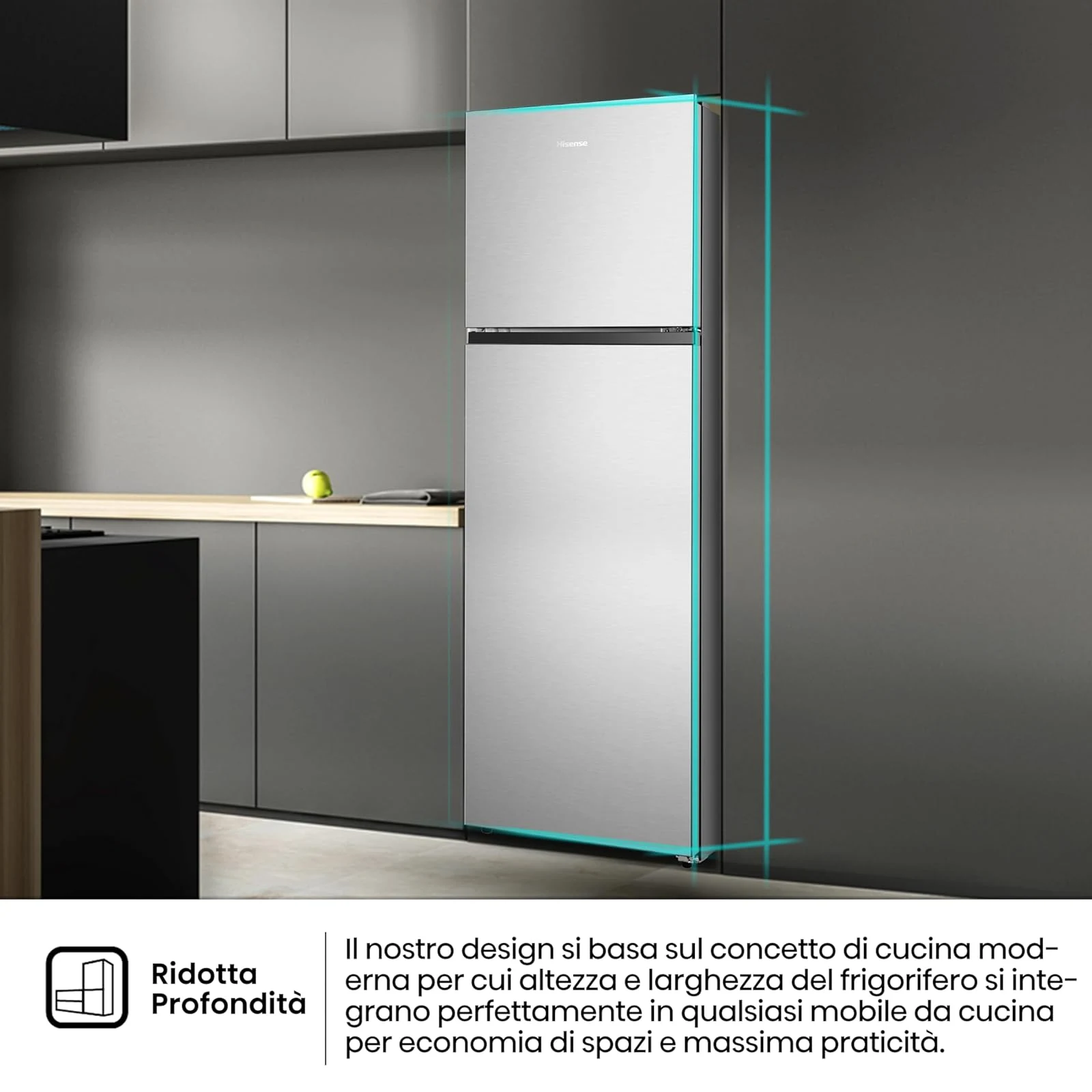 Hisense Frigorifero french door RT327N4ACE Frigorifero Doppia Porta a libera installazione Total No