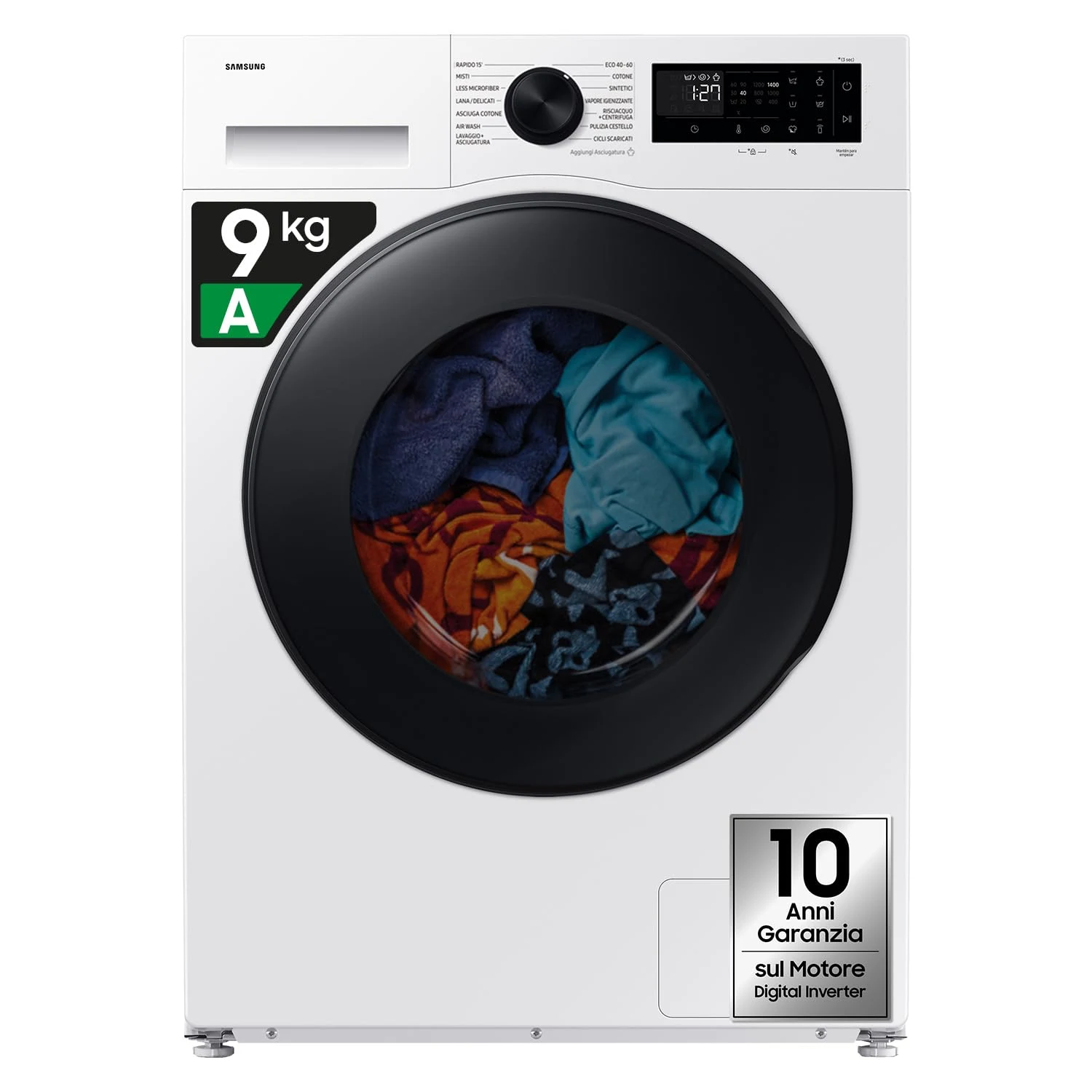 Samsung Lavasciuga WD90DG6B85BKU3 9+6 Lavasciuga AI Control WD90DG6B85BKU3, 9+6 kg, Ecodosatore, Vapore Igienizzante, AI Ecobubble, Carica Frontale, 60L x 85H x 60P cm