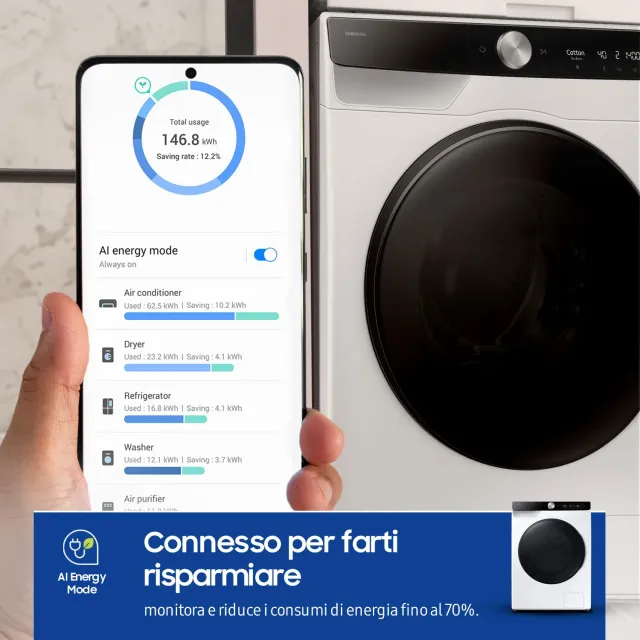 Samsung Lavasciuga WD90DG6B85BKU3 9+6 Lavasciuga AI Control WD90DG6B85BKU3, 9+6 kg, Ecodosatore, Vap
