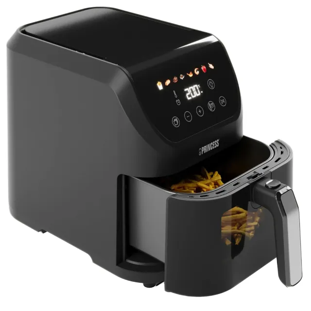 Princess Friggitrice ad aria 5,5 L Slim Airfryer - 1500 W - silenzioso (55 db) - salvaspazio - Senza olio - 8 programmi - Termostato regolabile - Rivestimento antiaderente - 182240