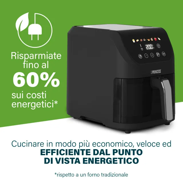 Princess Deumidificatore 5,5 L Slim Airfryer - 1500 W - silenzioso (55 db) - salvaspazio - Senza oli