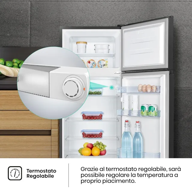 Hisense Frigorifero sottobase RT267D4ABE Frigorifero Doppia Porta, Capacità netta 206 L, Nero, Illum