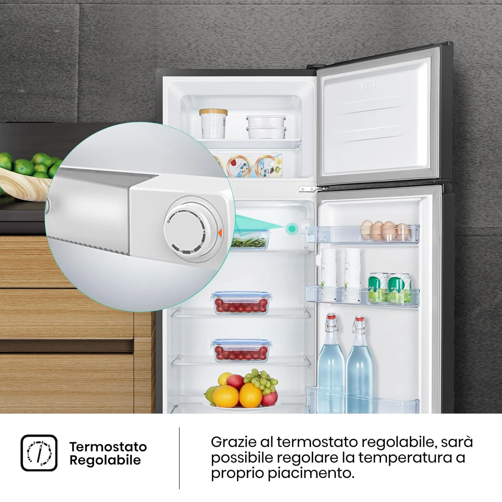 Hisense Frigorifero sottobase RT267D4ABE Frigorifero Doppia Porta, Capacità netta 206 L, Nero, Illum