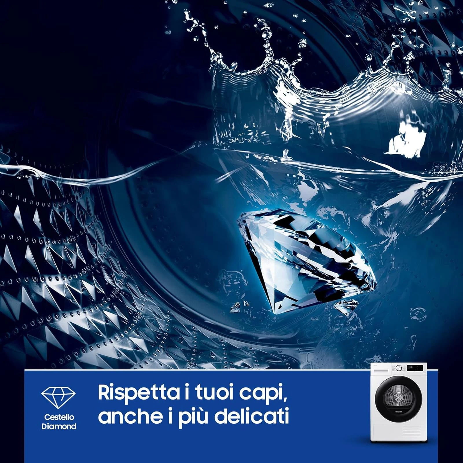 Samsung Asciugatrice DV90CGC0A0AEET 9 Asciugatrice Crystal EcoDry Kg, Pompa di Calore, Wifi, Sensore