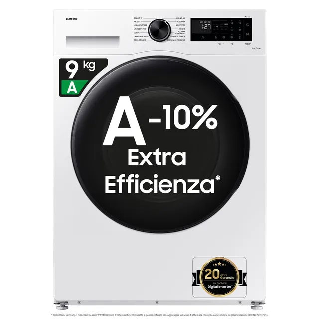 Samsung Lavatrice incasso WW90CGC04DAEET Lavatrice Crystal Clean 9 Kg 1400 Giri Ecolavaggio Digital Inverter Vapore Igienizzante Wifi Classe A (ricondizionato)