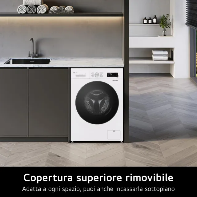 LG Lavatrice incasso F4NX1009NWB Lavatrice 9 kg a Carica Frontale Serie X1, Classe A, 1400 giri, Wi-