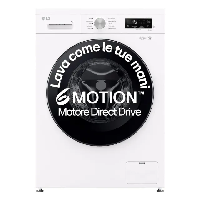 LG Lavatrice slim F4NX1008NWK Lavatrice 8 kg a Carica Frontale Serie X1, Classe A, 1400 giri, Wi-Fi, 6 Motion Direct Drive, Lavaggio a Vapore Allergy Care, Libera installazione, Essence Whit