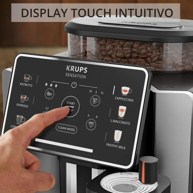 Krups Macchina caffè EA912E Sensation Milk M50, Macchina Caffè Chicchi con Touch Screen Intuitivo, T