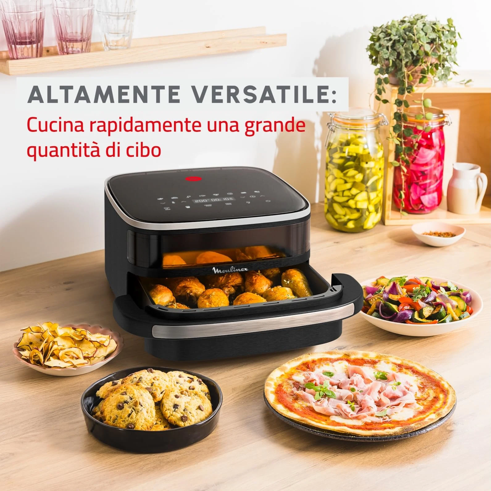 Moulinex Estrattore di succo AL4018 Easy Fry XL Surface, Friggitrice ad Aria XL con Cestello Antiade